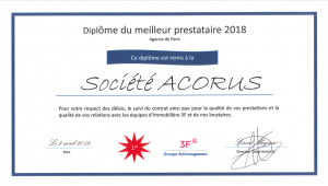 diplome Acorus meilleur prestataire